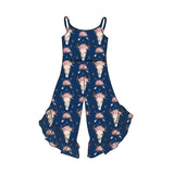 Straps navy bull skull floral arrow ruffle baby girls jumpsuit