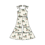 Straps hunting duck patchwork kids girls jumpsuit