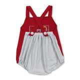 Red straps cars stripe baby boy summer romper