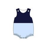 Sleeveless navy light blue baby boy summer romper