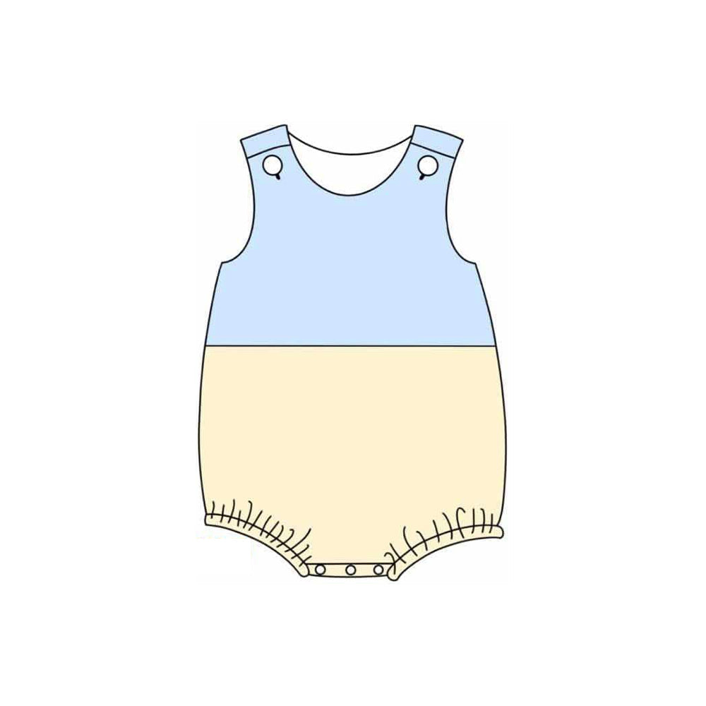 Sleeveless light blue yellow baby boy summer romper