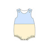 Sleeveless light blue yellow baby boy summer romper