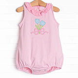 Sleeveless pink stripe ruffle tulip baby girls summer romper