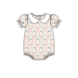 Short sleeves doll collar bow baby girls romper
