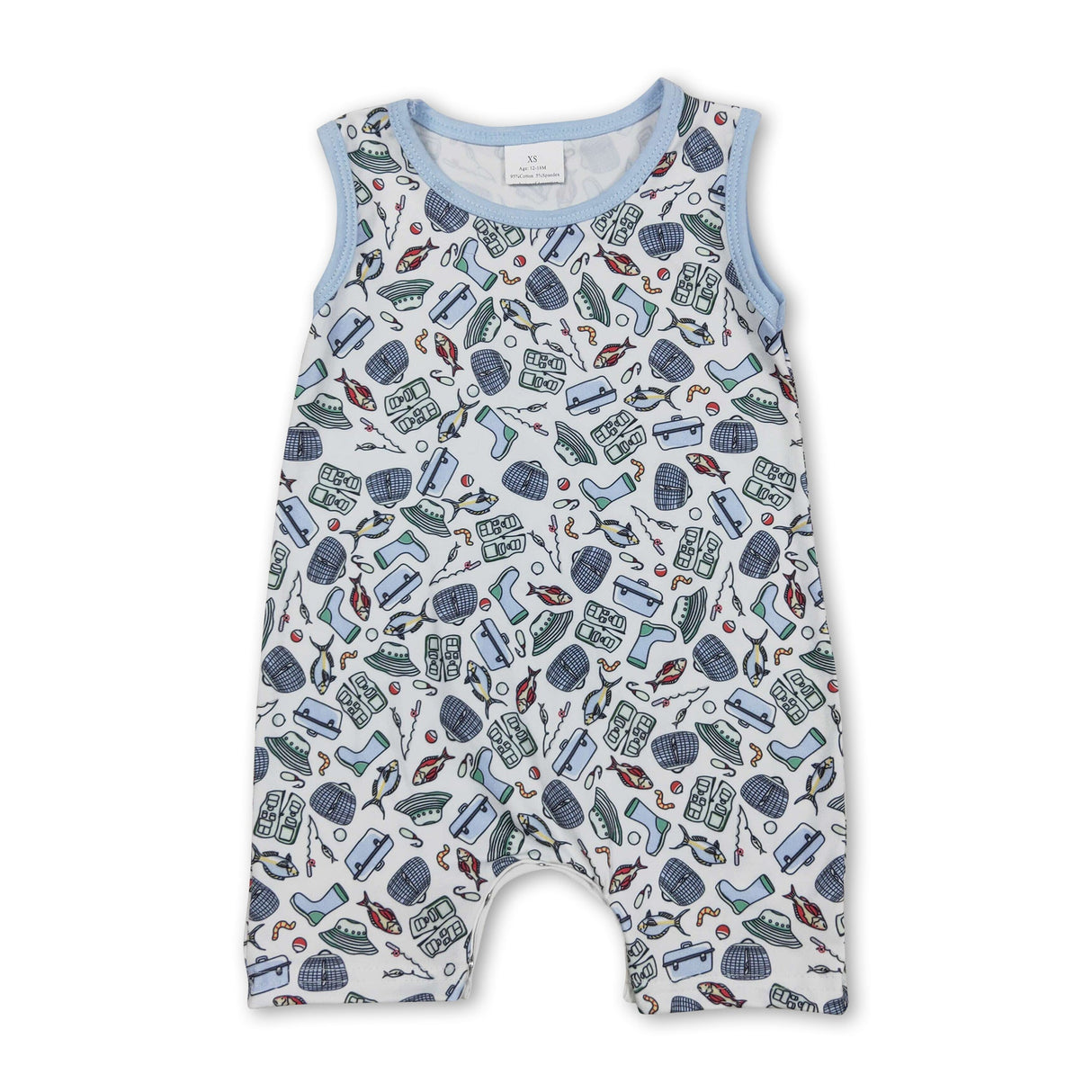 Sleeveless boots lure fishing baby boy romper