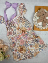 Flutter sleeves ruffle floral kids girls summer jumpsuit