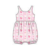 Pink straps strawberry bow floral baby summer romper