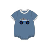 Short sleeves shark truck baby boy summer romper