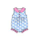 Sleeveless blue boat baby girls summer romper