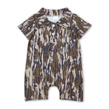 Short sleeves bottomland camo baby boys polo romper