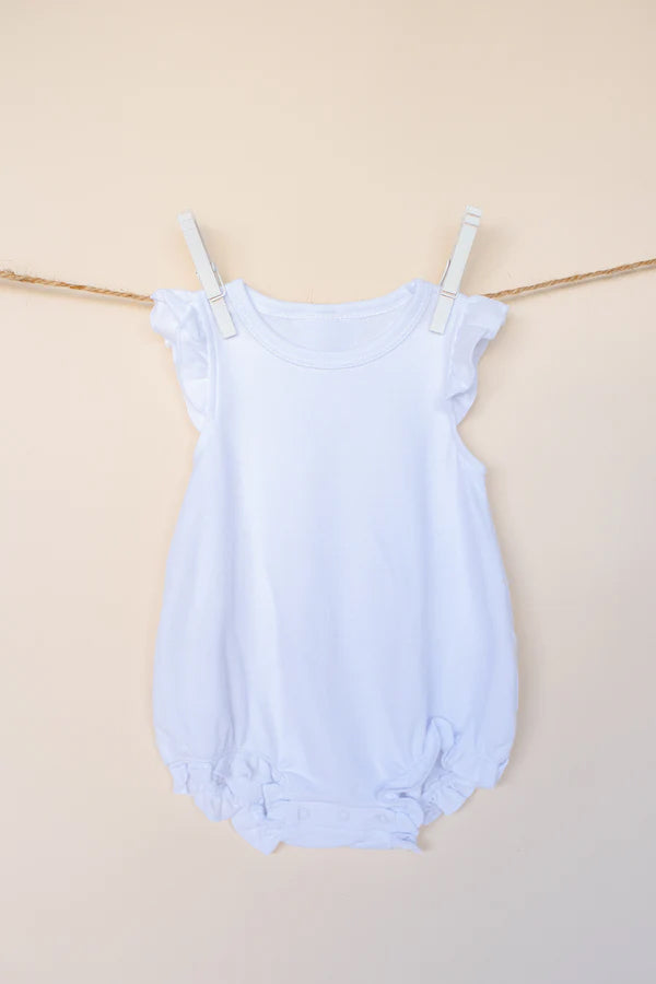 White cotton flutter sleeves baby girls summer romper