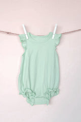 Mint cotton flutter sleeves baby girls summer romper
