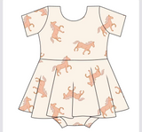 Short sleeves horse skirt baby girls romper