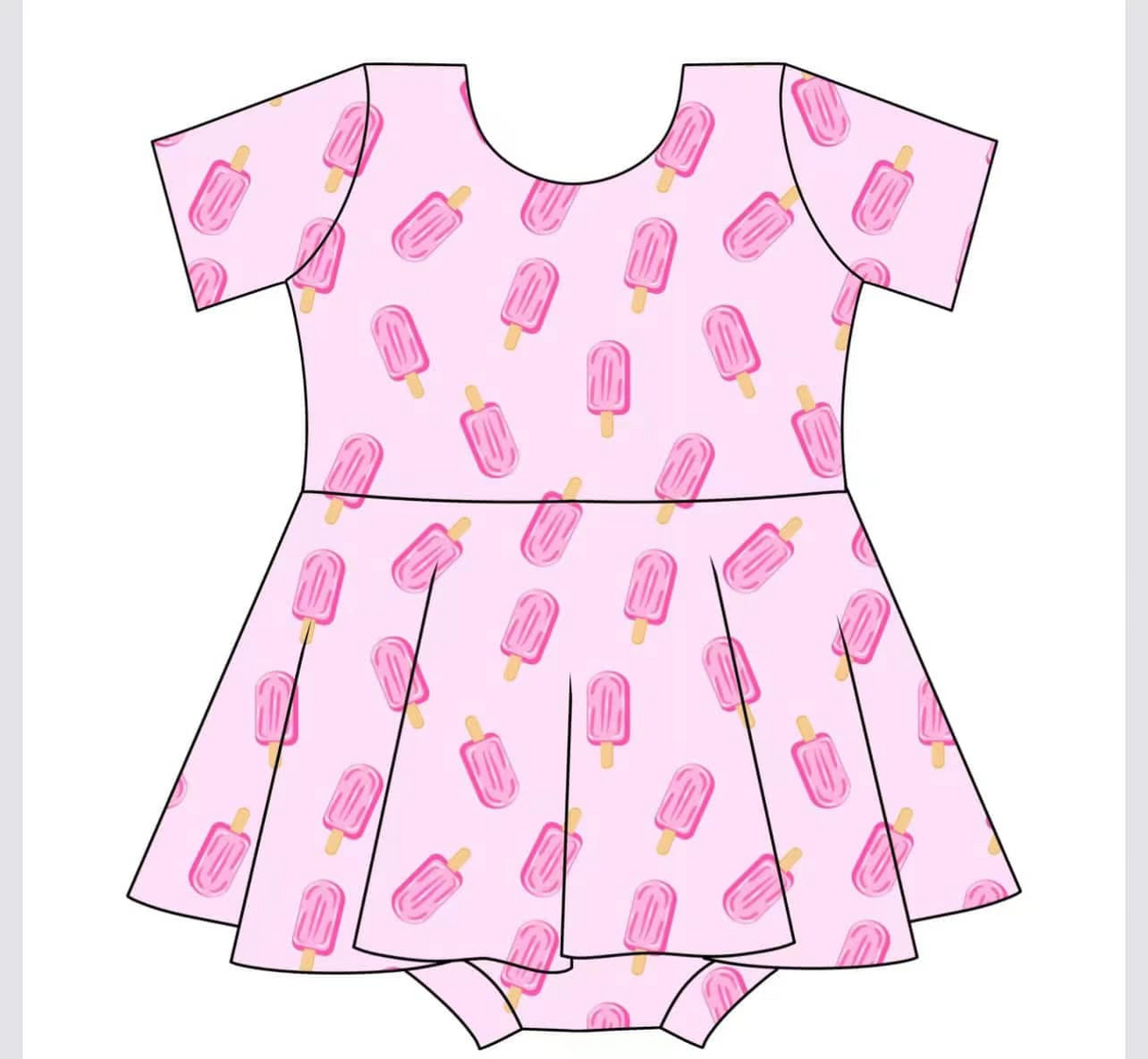 Short sleeves pink popsicle skirt baby girls summer romper