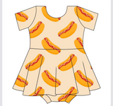 Short sleeves hot dog skirt baby girls summer romper
