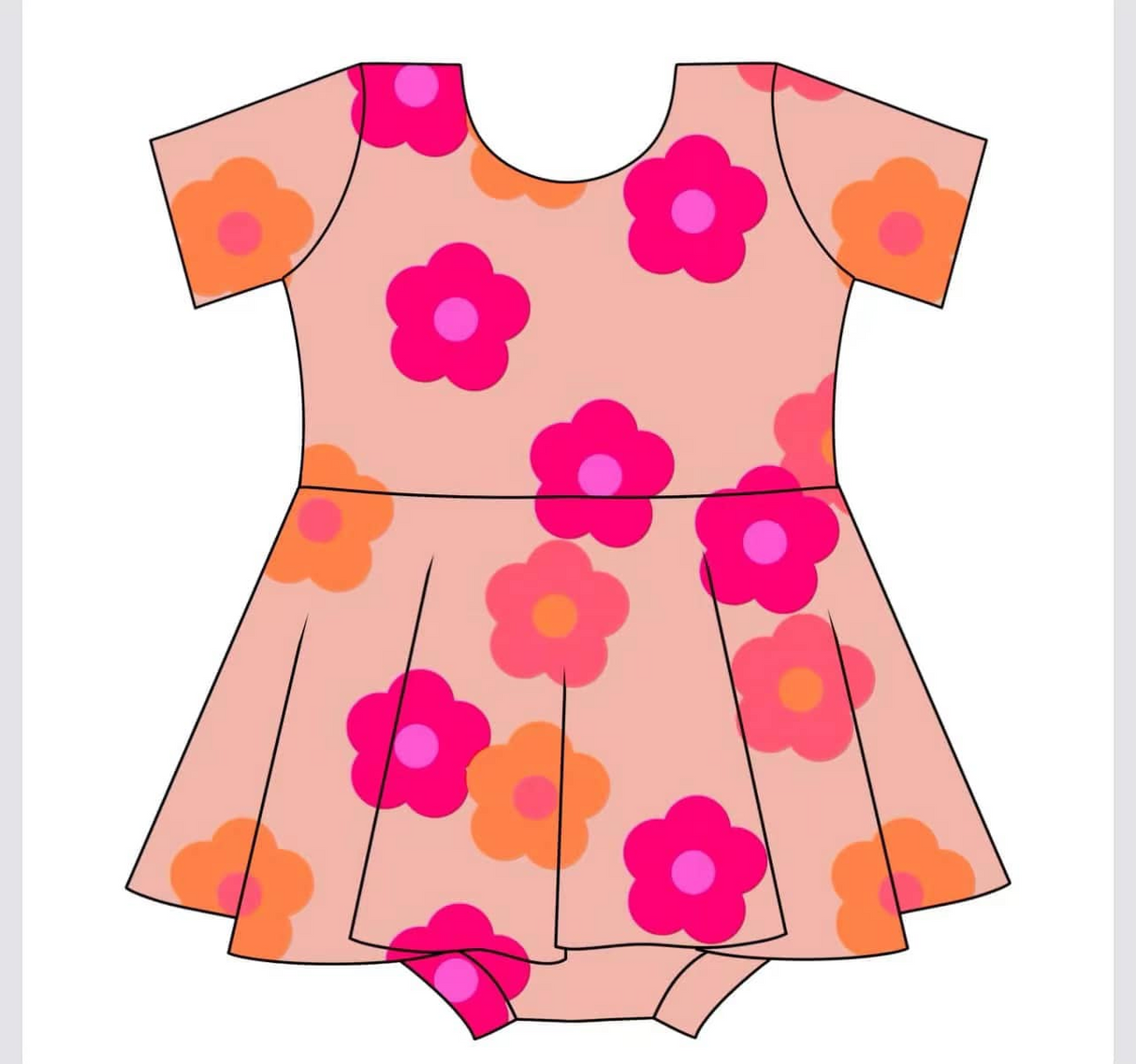 Short sleeves floral skirt baby girls summer romper