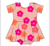 Short sleeves floral skirt baby girls summer romper