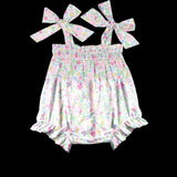 Floral straps baby girls summer romper