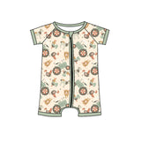 Chicken pig tractor baby boy summer zipper romper