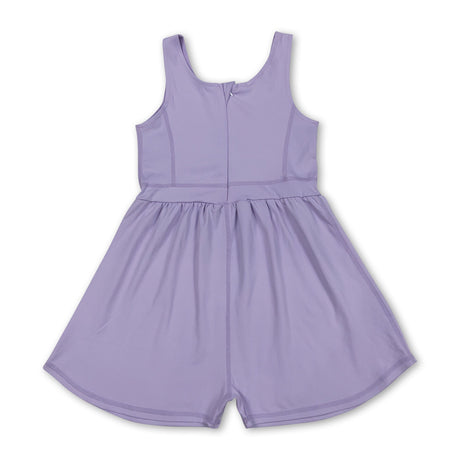 Sleeveless lavender kids girls active wear jumpsuit