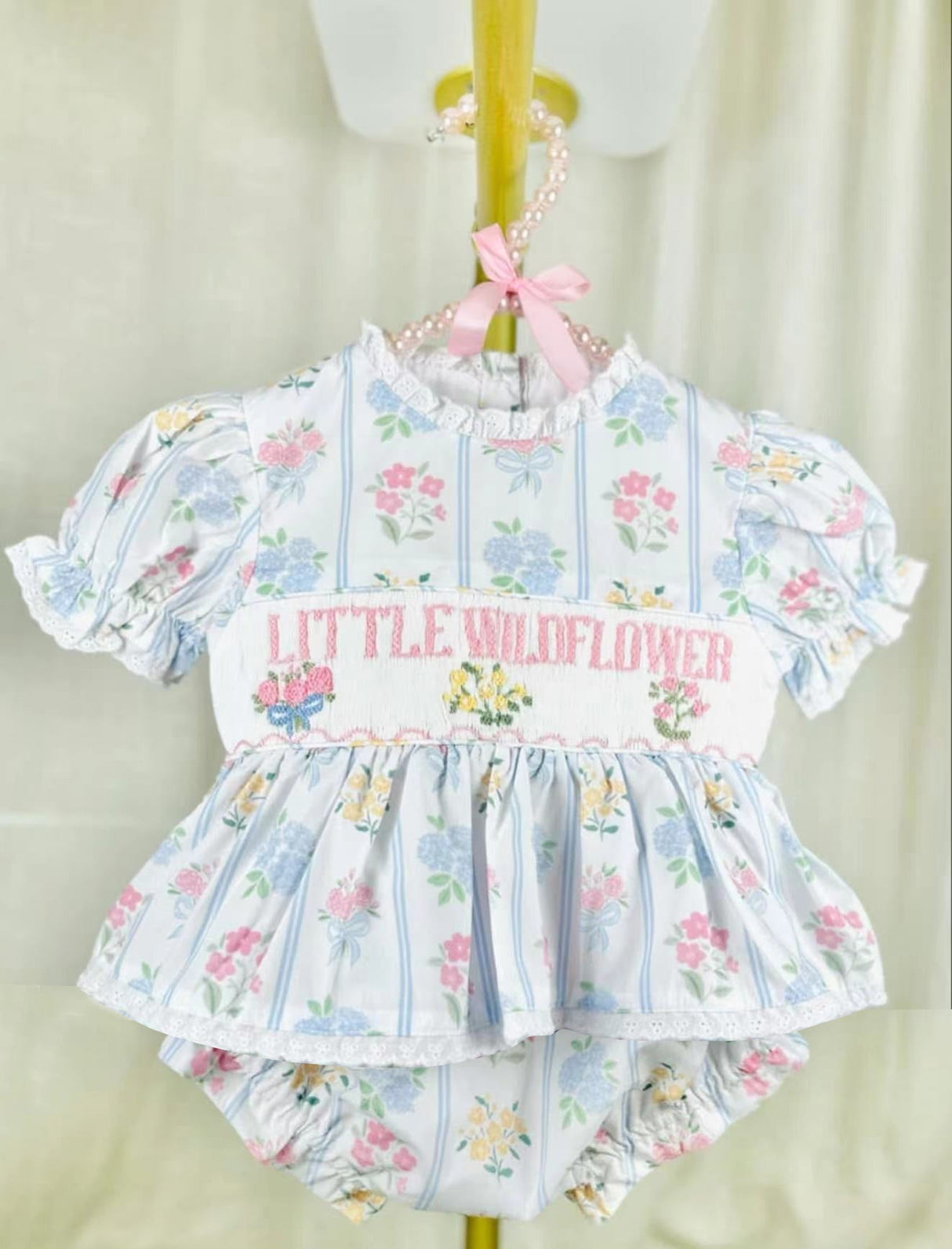 Short sleeves little wild flower baby girls skirt romper