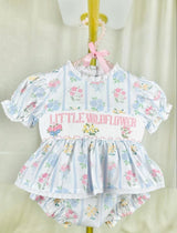 Short sleeves little wild flower baby girls skirt romper