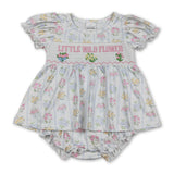 Short sleeves little wild flower baby girls skirt romper