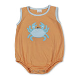 Sleeveless stripe crab baby girls summer romper