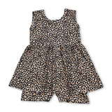 Sleeveless leopard kids girls summer one piece jumpsuit