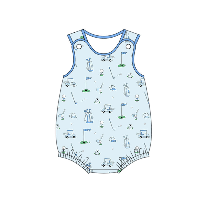 Light blue sleeveless golf baby boy summer romper