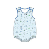 Light blue sleeveless golf baby boy summer romper
