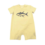 Short sleeves yellow fish baby boy summer romper