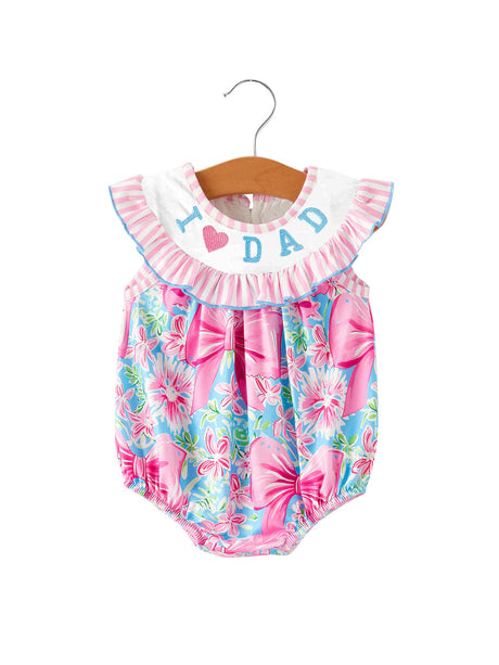 I love dad pink bow floral baby girls romper