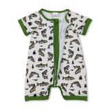 Short sleeves fish baby boy summer polo romper
