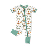 Short sleeves dinosaur baby boy zipper romper