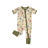 Short sleeves cactus rodeo boy western zipper romper