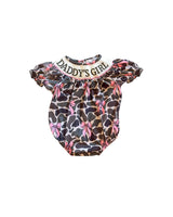 Short sleeves daddy's girl camo bow baby romper