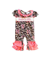 Short sleeves daddy's girl camo bow ruffle baby romper