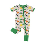 Short sleeves tractor cow sheep chicken baby farm romper
