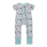 Short sleeves pumpkin bow baby girls zipper romper