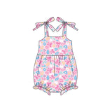 Straps leopard bow baby girls summer romper