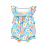 Flutter sleeves pink white floral baby girls romper