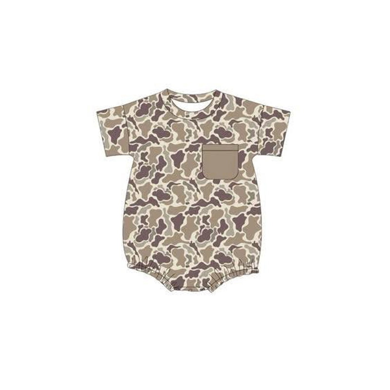 Short sleeves pocket camo baby boy romper