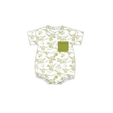 Short sleeves pocket dinosaur baby boy romper