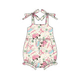 Straps pink bow golf baby girls summer romper