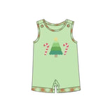 Sleeveless candy cane Christmas tree baby boy romper
