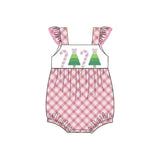 Flutter sleeves candy cane Christmas tree baby girl romper