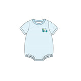 Light blue stripe golf short sleeves baby boy romper