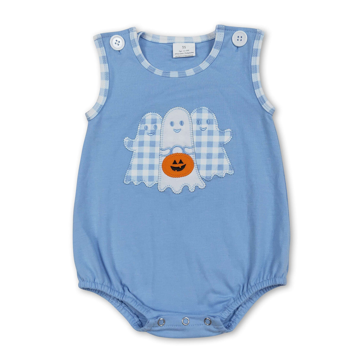 Sleeveless ghost pumpkin baby boys Halloween romper