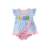 Flutter sleeves plaid bunny tunic bummies girls Easter set